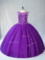 Sophisticated Purple Sleeveless Floor Length Beading and Appliques Lace Up Ball Gown Prom Dress(SKU PSSW0981-1BIZ)