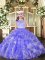 Lavender Scoop Neckline Beading Pageant Dress for Womens Sleeveless Zipper