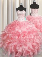 Luxury Visible Boning Zipper Up Sweetheart Sleeveless Zipper Ball Gown Prom Dress Baby Pink Organza(SKU PSSW0429-5BIZ)