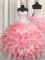 Luxury Visible Boning Zipper Up Sweetheart Sleeveless Zipper Ball Gown Prom Dress Baby Pink Organza