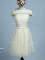Affordable Light Yellow Strapless Neckline Belt Court Dresses for Sweet 16 Sleeveless Side Zipper