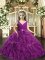 Hot Sale Floor Length Ball Gowns Sleeveless Eggplant Purple Custom Made Pageant Dress Backless