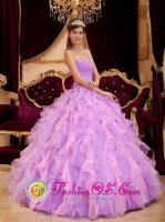 Southampton Pennsylvania/PA Beading Inexpensive Ruffles Lavender Quinceanera Dress For Sweetheart Organza Ball Gown