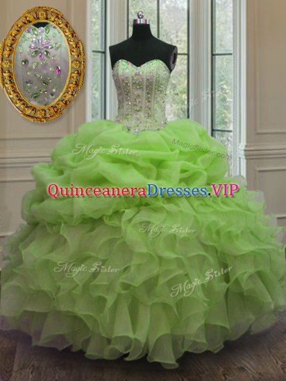 Elegant Pick Ups Ball Gowns Quince Ball Gowns Sweetheart Organza Sleeveless Floor Length Lace Up - Click Image to Close