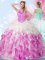 Sumptuous Halter Top Multi-color Organza Lace Up 15 Quinceanera Dress Sleeveless Floor Length Beading and Ruffles and Pick Ups