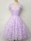 Super Lace Straps Cap Sleeves Lace Up Lace Dama Dress in Lavender