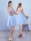 Sleeveless Knee Length Ruching Lace Up Quinceanera Court Dresses with Blue