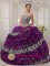 Juneau Alaska/AK Zebra and Purple Organza With shiny Beading Affordable Quinceanera Dress Sweetheart Ball Gown