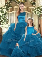 Great Sleeveless Lace Up Floor Length Ruffles Quinceanera Dress