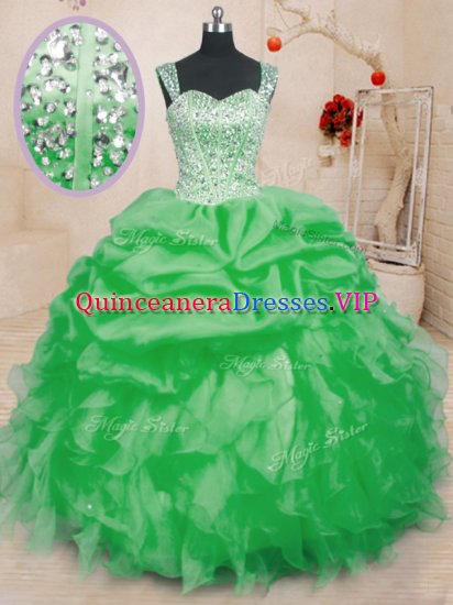 Decent Floor Length Lace Up Sweet 16 Dresses for Military Ball and Sweet 16 and Quinceanera with Beading and Ruffles and Pick Ups - Click Image to Close