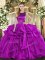 Floor Length Ball Gowns Sleeveless Purple Quinceanera Gown Lace Up