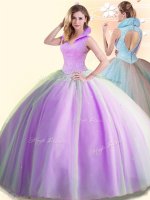 Popular Sleeveless Floor Length Beading Backless Vestidos de Quinceanera with Lilac