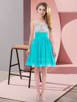 Beading Quinceanera Court of Honor Dress Aqua Blue Side Zipper Sleeveless Mini Length(SKU BMT0372-11BIZ)