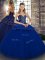 Ideal Royal Blue Sleeveless Floor Length Beading and Appliques Lace Up 15 Quinceanera Dress