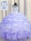 See Through Scoop Lavender Sleeveless Organza Lace Up Sweet 16 Dresses for Military Ball and Sweet 16 and Quinceanera
