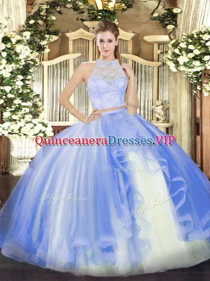 Stylish Tulle Sleeveless Floor Length 15 Quinceanera Dress and Lace and Ruffles - Click Image to Close