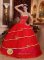 Banyalbufar Spain Stylish Red Ruffles Layered Sweetheart Ball Gown Quinceanera Dress With Satin and Tulle Beading Decorate