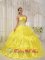 Yellow Sweet Quinceanera Dress For Houghton Michigan/MI Strapless Taffeta and Organza With Beading Ball Gown