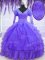 Excellent Purple Ball Gowns Beading and Embroidery and Hand Made Flower Sweet 16 Dresses Lace Up Organza Long Sleeves Floor Length