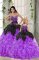 Sexy Black And Purple Lace Up Sweetheart Beading and Ruffles Quinceanera Gowns Organza Sleeveless
