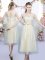 Sleeveless Tea Length Lace and Belt Lace Up Court Dresses for Sweet 16 with Champagne
