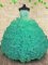 Floor Length Turquoise Sweet 16 Dresses Strapless Sleeveless Lace Up