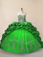 Green Sweet 16 Quinceanera Dress Sweetheart Sleeveless Brush Train Lace Up(SKU PSSW1155-4BIZ)