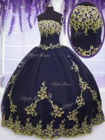 Hot Sale Sleeveless Zipper Floor Length Appliques 15th Birthday Dress