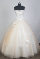 Mexican Elegant Ball Gown Strapless Floor-length Champagne Quinceanera Dress LZ426024