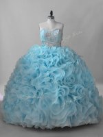 Beautiful Baby Blue Lace Up Quinceanera Dress Beading Sleeveless Brush Train(SKU PSSW1149-3BIZ)
