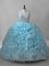 Beautiful Baby Blue Lace Up Quinceanera Dress Beading Sleeveless Brush Train