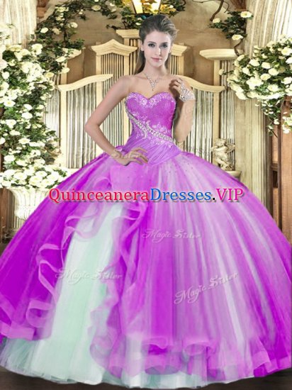 High Class Floor Length Ball Gowns Sleeveless Lilac Ball Gown Prom Dress Lace Up - Click Image to Close