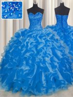 Eye-catching Blue Sleeveless Beading and Ruffles Floor Length Ball Gown Prom Dress(SKU PSSW0410-8BIZ)