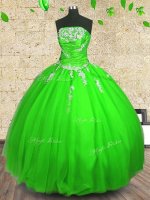 Floor Length Lace Up Sweet 16 Dresses for Military Ball and Sweet 16 and Quinceanera with Appliques