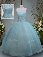 Inexpensive Sleeveless Lace Up Floor Length Beading Quinceanera Dress
