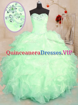 Affordable Sleeveless Beading and Ruffles Lace Up Quinceanera Dresses