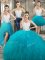 Four Piece White and Teal Lace Up Sweetheart Beading and Ruffles Vestidos de Quinceanera Tulle Sleeveless