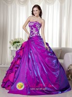 Dexter Maine/ME Fashionable Purple Strapless Taffeta Appliques Decorate Quinceanera Dress