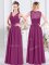 Fuchsia Chiffon Side Zipper Quinceanera Court Dresses Sleeveless Floor Length Lace and Ruching