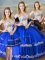 Hot Selling Sleeveless Floor Length Beading and Embroidery Lace Up Quinceanera Dress with Royal Blue