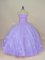Colorful Lavender Sweetheart Neckline Beading and Hand Made Flower Quinceanera Gown Sleeveless Backless
