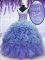 Ball Gowns 15 Quinceanera Dress Purple V-neck Organza Sleeveless Floor Length Lace Up