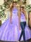Hot Sale Halter Top Sleeveless Ball Gown Prom Dress Floor Length Ruffles Lavender Tulle