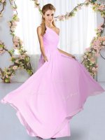 Lilac Sleeveless Chiffon Lace Up Quinceanera Dama Dress for Wedding Party