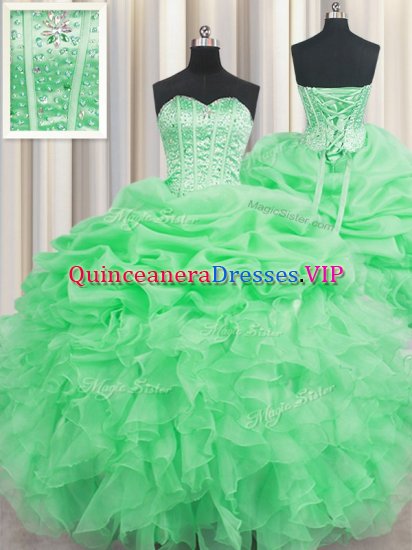 Affordable Visible Boning Sweetheart Neckline Beading and Ruffles and Pick Ups Sweet 16 Dress Sleeveless Lace Up - Click Image to Close