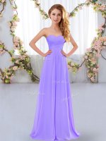Fabulous Floor Length Lavender Dama Dress Chiffon Sleeveless Ruching