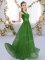 Nice Green Sleeveless Floor Length Ruching Lace Up Quinceanera Court Dresses
