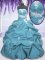 Superior Teal Sweet 16 Quinceanera Dress Military Ball and Sweet 16 and Quinceanera with Appliques and Pick Ups Strapless Sleeveless Lace Up