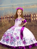 Sleeveless Floor Length Embroidery Lace Up Girls Pageant Dresses with White(SKU XBLD017-3BIZ)