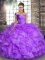 Graceful Off The Shoulder Sleeveless Organza Quinceanera Gowns Beading and Ruffles Lace Up